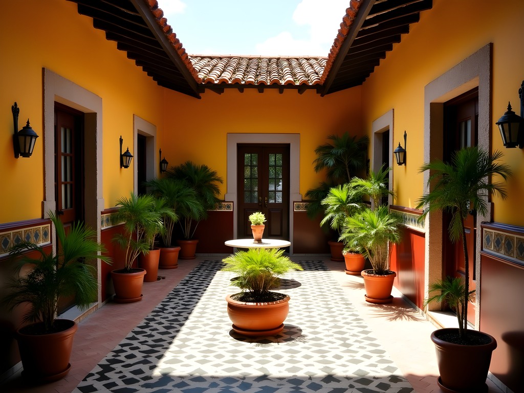 Traditional colonial homestay courtyard in San Miguel de Tucumán