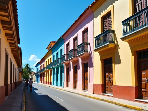 Colorful colonial buildings in downtown San Pedro de Macorís