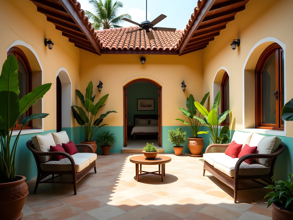 Family-friendly vacation rental with traditional Dominican architecture and courtyard in San Pedro