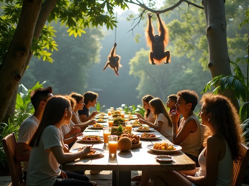 Jungle Breakfast with Wildlife at Singapore Zoo with orangutans nearby