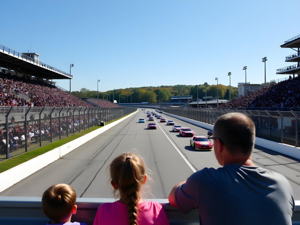 Family enjoying stock car racing at Thunder Road SpeedBowl in Vermont