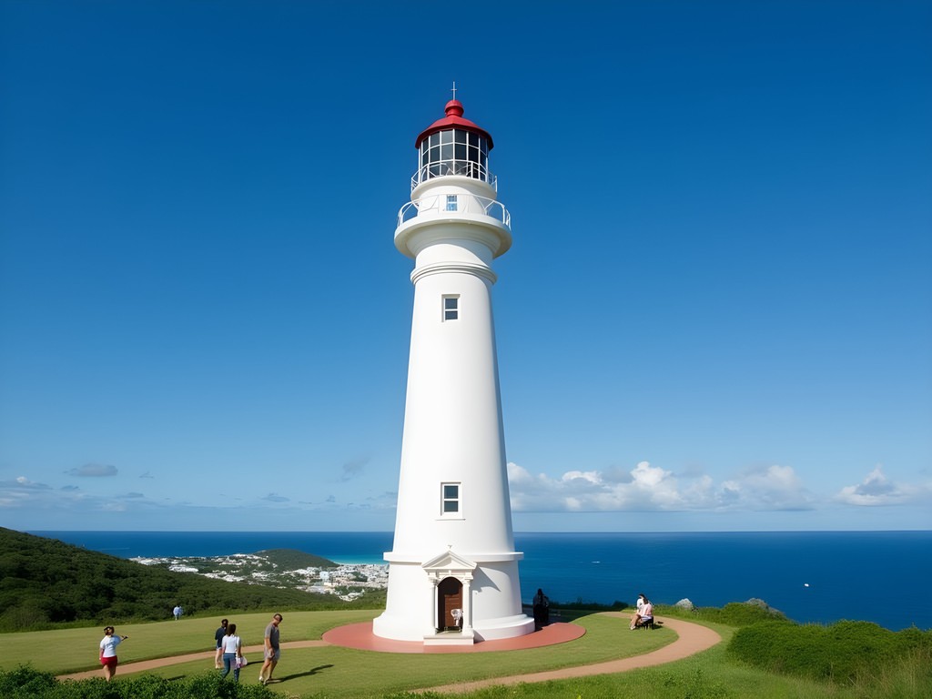 Family climbing Gibbs Hill Lighthouse in Southampton, Bermuda