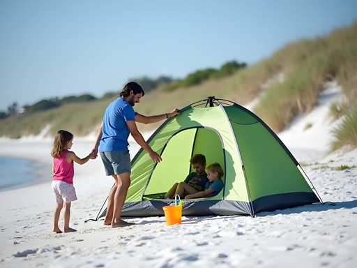 Family enjoying Anastasia State Park beach in St. Augustine