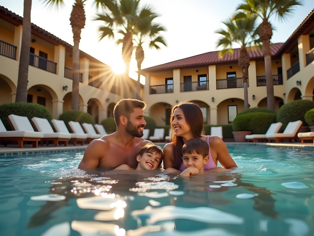Family enjoying hotel pool in St. Augustine