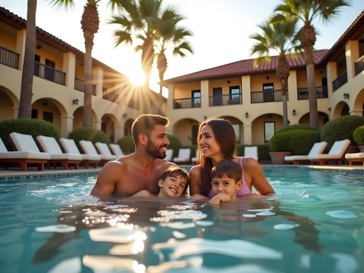 Family enjoying hotel pool in St. Augustine