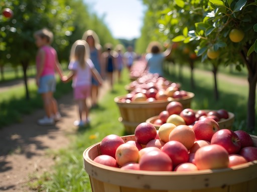 Children participating in apple harvesting at Blake's Farms near Sterling Heights