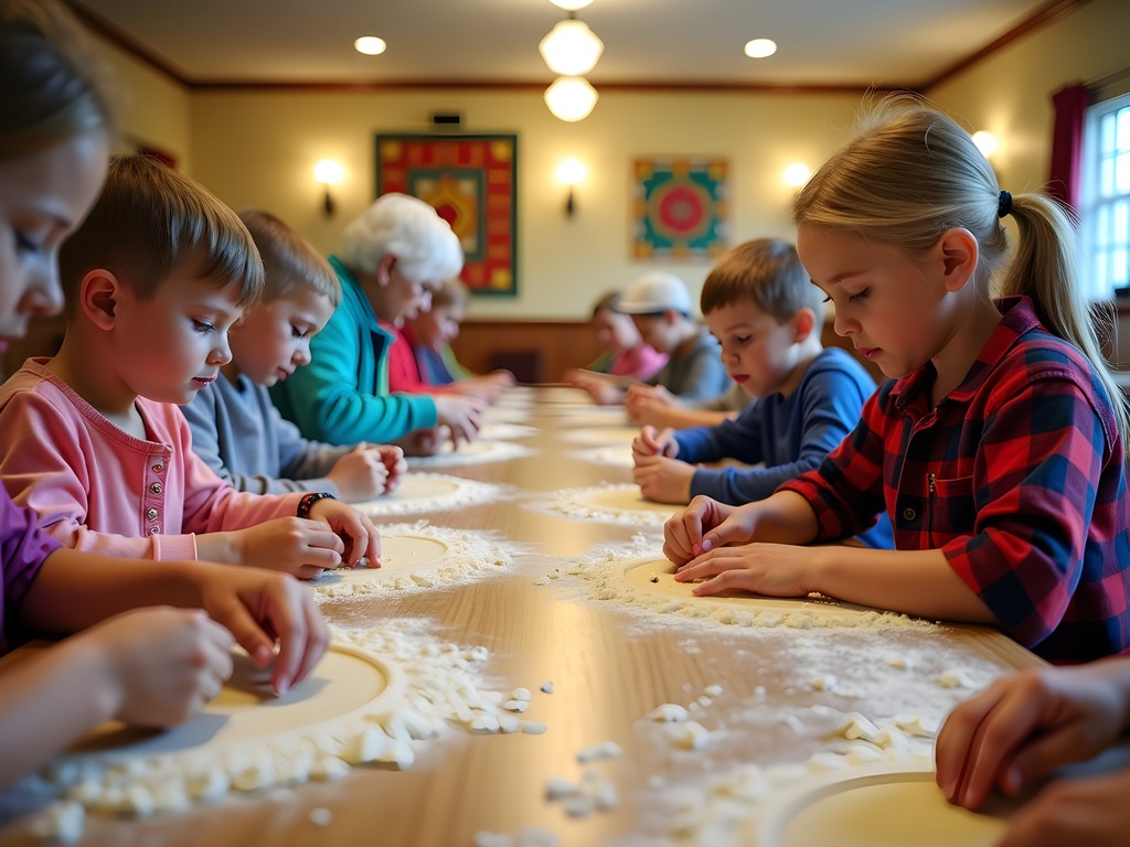 Children learning traditional Polish pierogi making at American-Polish Century Club