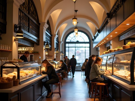 Family enjoying traditional Swedish food at the historic Östermalm Food Hall in Stockholm