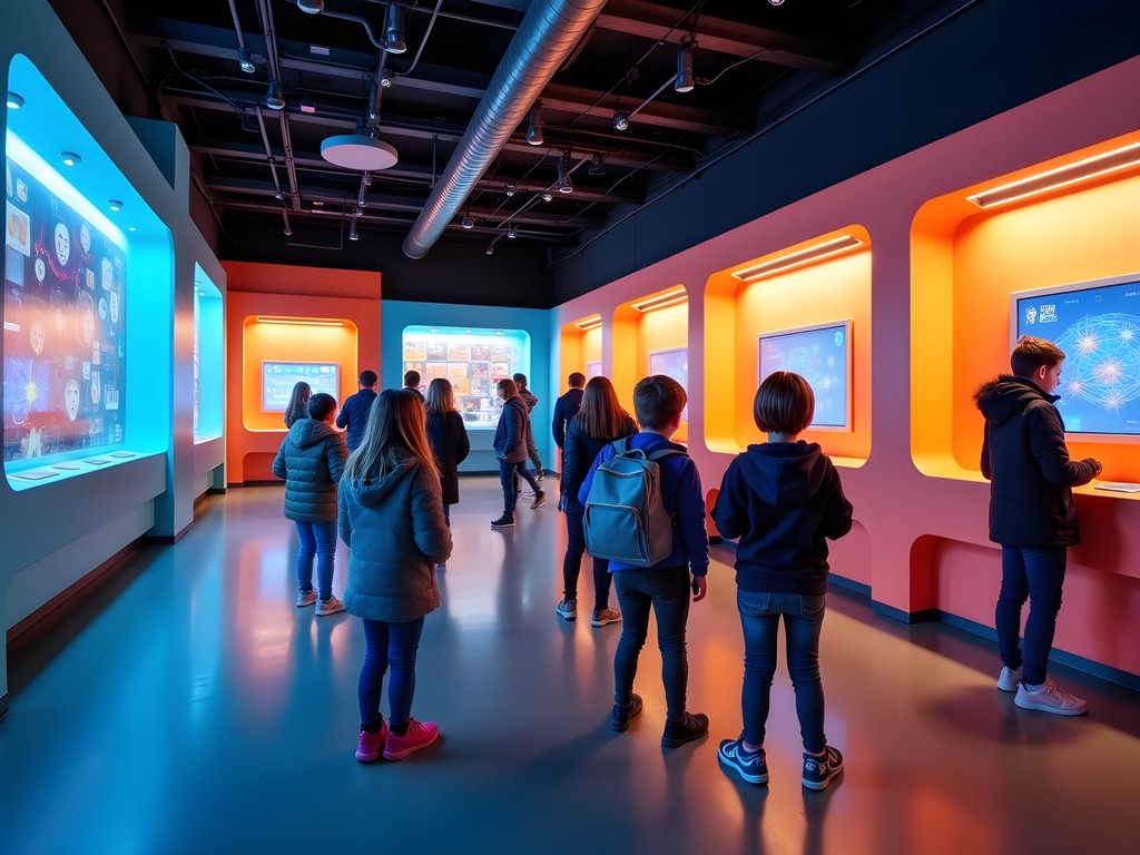 Child engaging with interactive science exhibit at Tekniska Museet in Stockholm
