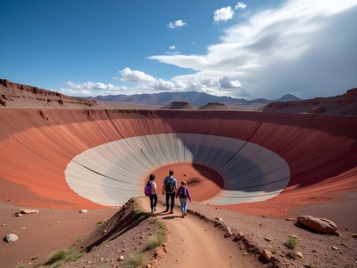 Family hiking in the colorful Maragua Crater near Sucre, Bolivia
