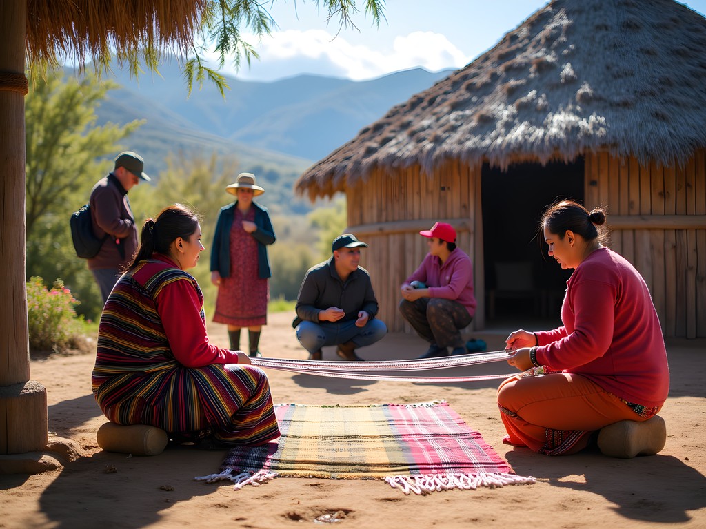 Family participating in traditional Mapuche cultural activities near Temuco