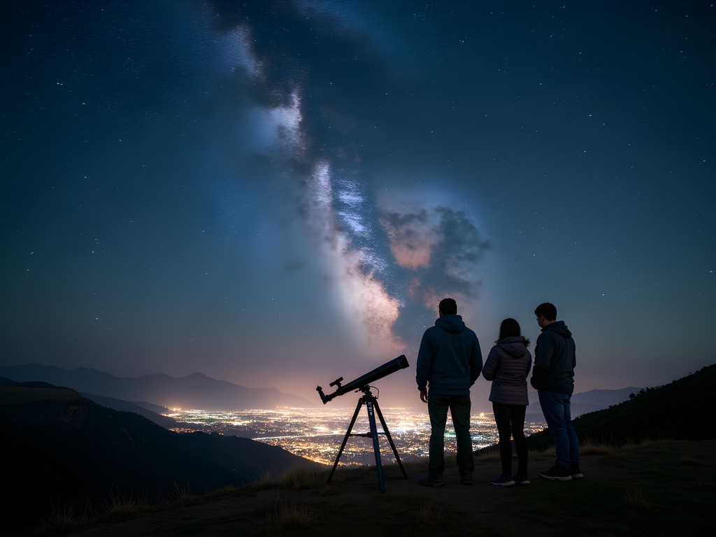 Family stargazing at Cerro Ñielol Natural Monument near Temuco