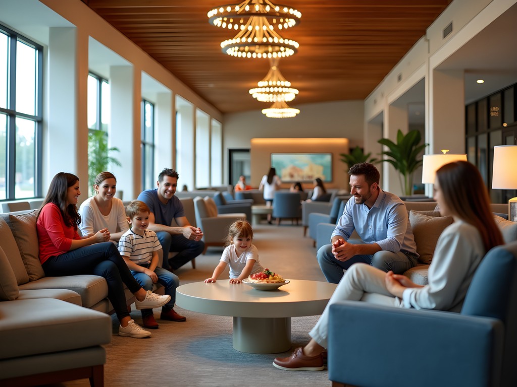 Family-friendly hotel lobby in Tuscaloosa with comfortable seating areas