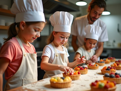 Children learning to make French pastries at a workshop in Versailles
