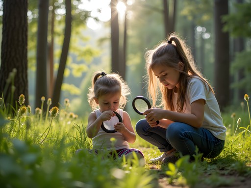 Family exploring Sihlwald Forest nature reserve near Zurich