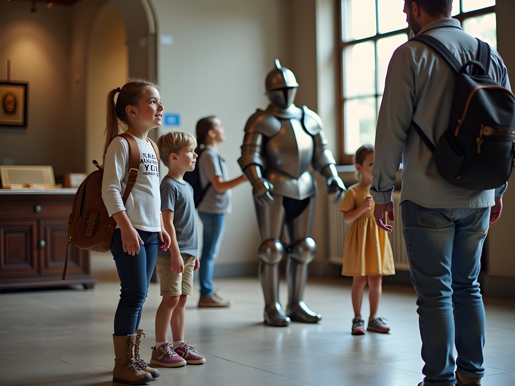 Family exploring the Swiss National Museum in Zurich