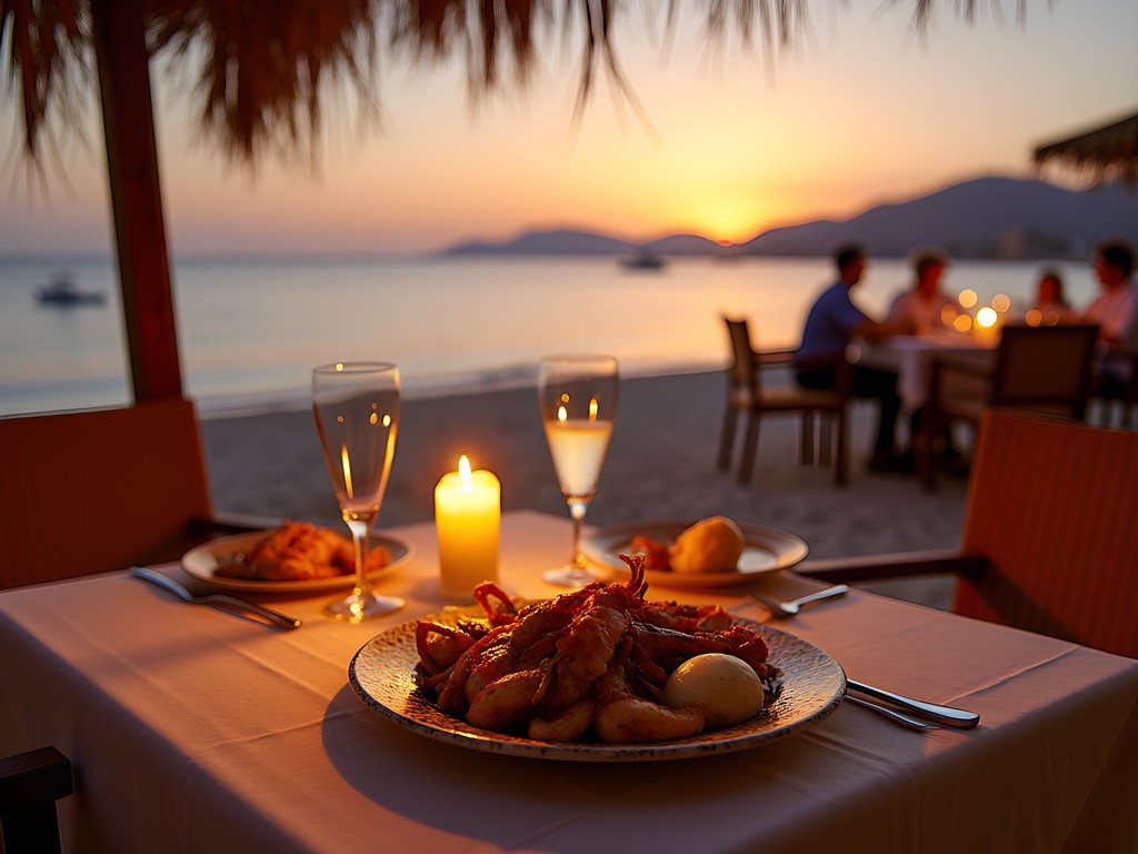 Romantic beachfront seafood dinner in Aqaba with Red Sea sunset view