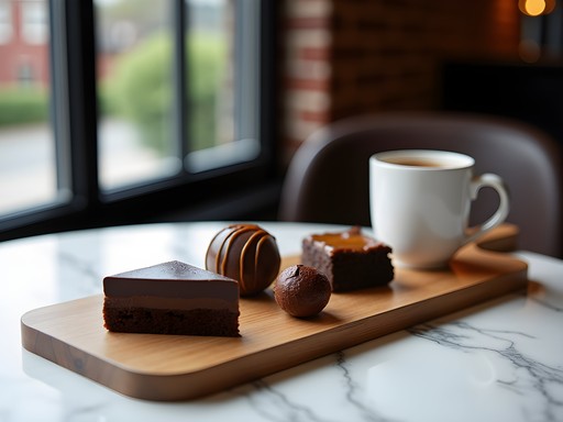 Gourmet chocolate dessert platter at French Broad Chocolate Lounge in Asheville