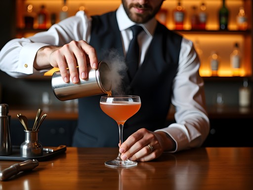 Artisanal craft cocktail being prepared at a stylish Asheville bar