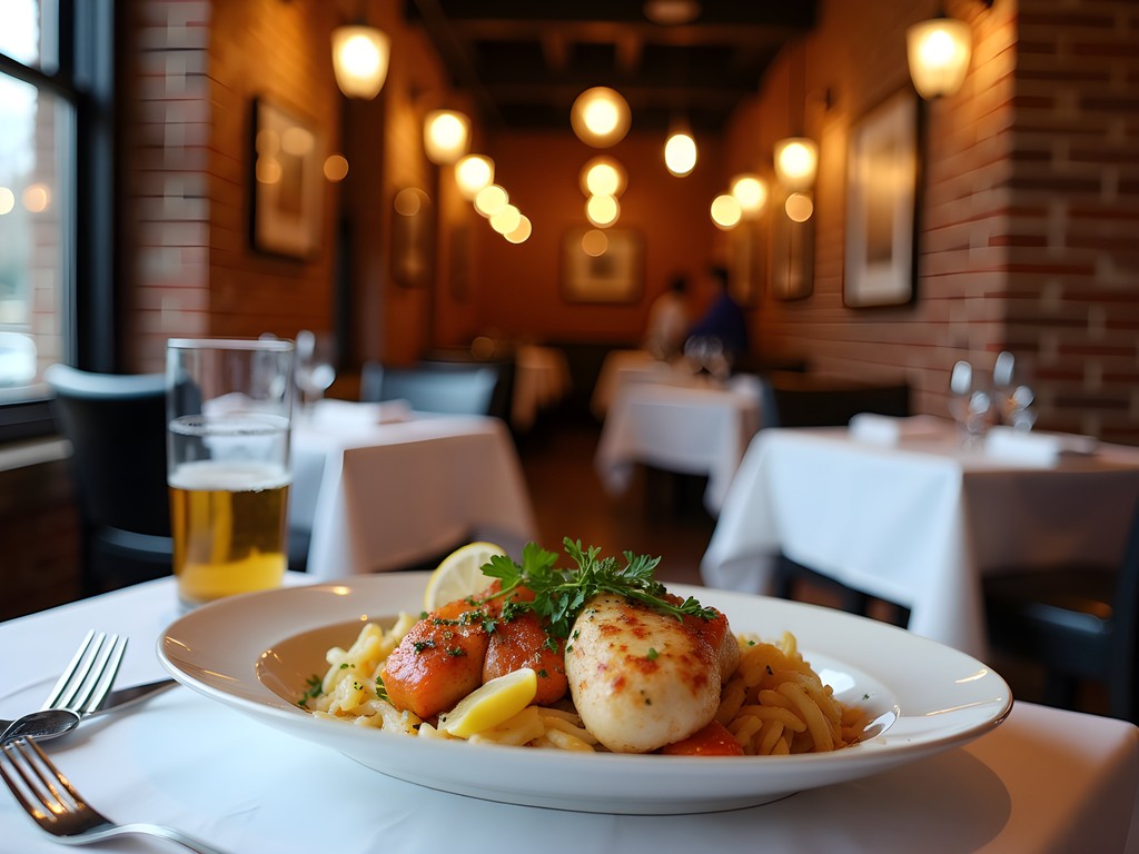 Cozy restaurant in historic Fells Point neighborhood of Baltimore with seafood dishes