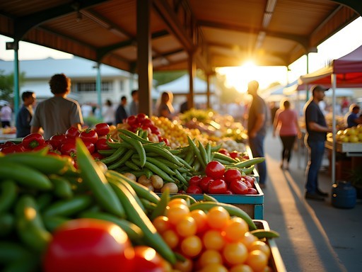 Vibrant produce stalls at Red Stick Farmers Market in Baton Rouge