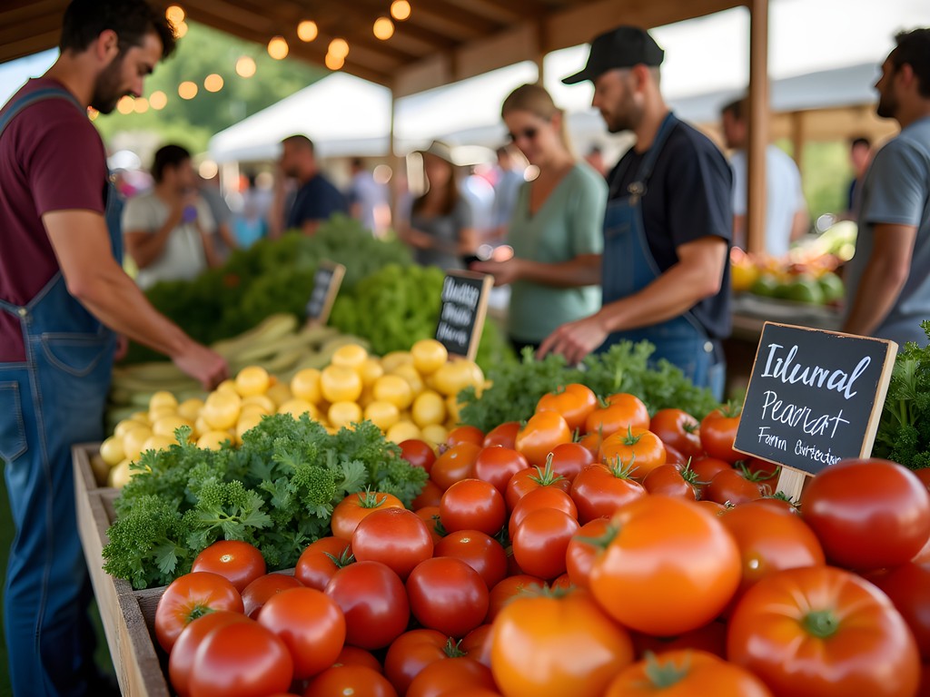 Colorful organic produce at Bentonville Farmers Market with local farmers