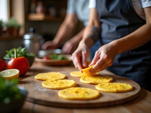 Hands-on Colombian cooking class in Bogotá with participants learning to make traditional arepas
