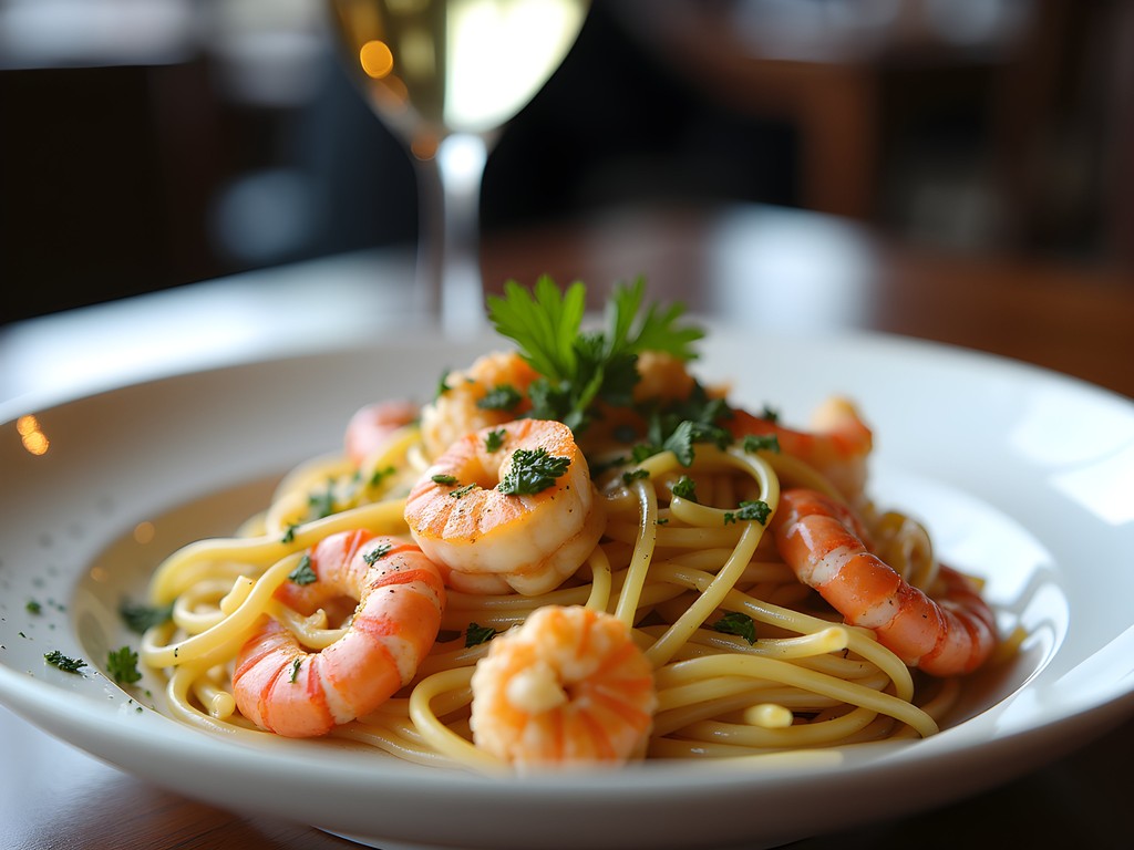 Creamy crawfish fettuccine pasta dish with Cajun seasoning at L'Italiano restaurant