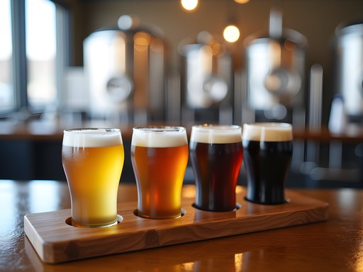 Craft beer tasting flight at Brisbane microbrewery