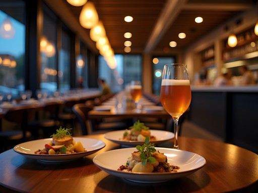 Elegant evening dining scene on James Street Brisbane