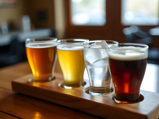 Craft beverage flight featuring local Vermont beer, cider, and spirits in Burlington