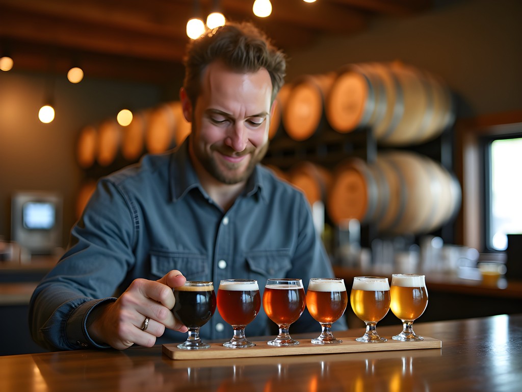 Travel blogger Edward Sanchez sampling craft cider flight at Citizen Cider in Burlington Vermont