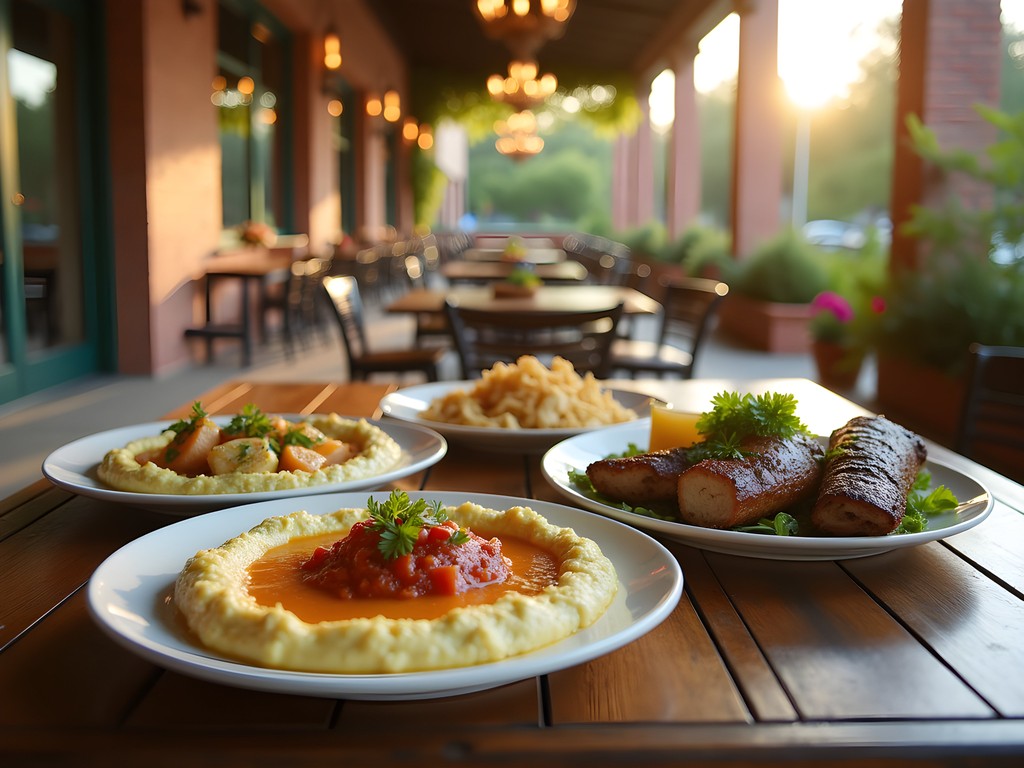 Outdoor patio dining at Mediterranean Cruise Café in Burnsville with traditional Lebanese dishes