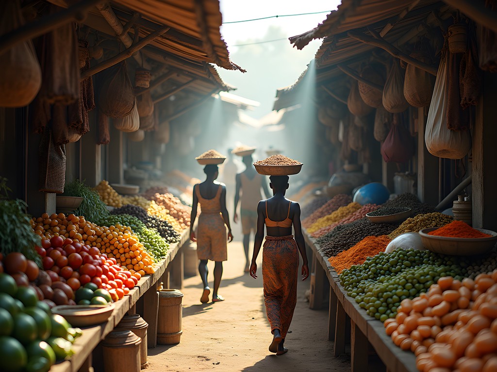 Bustling morning scene at Kotokuraba Market in Cape Coast, Ghana