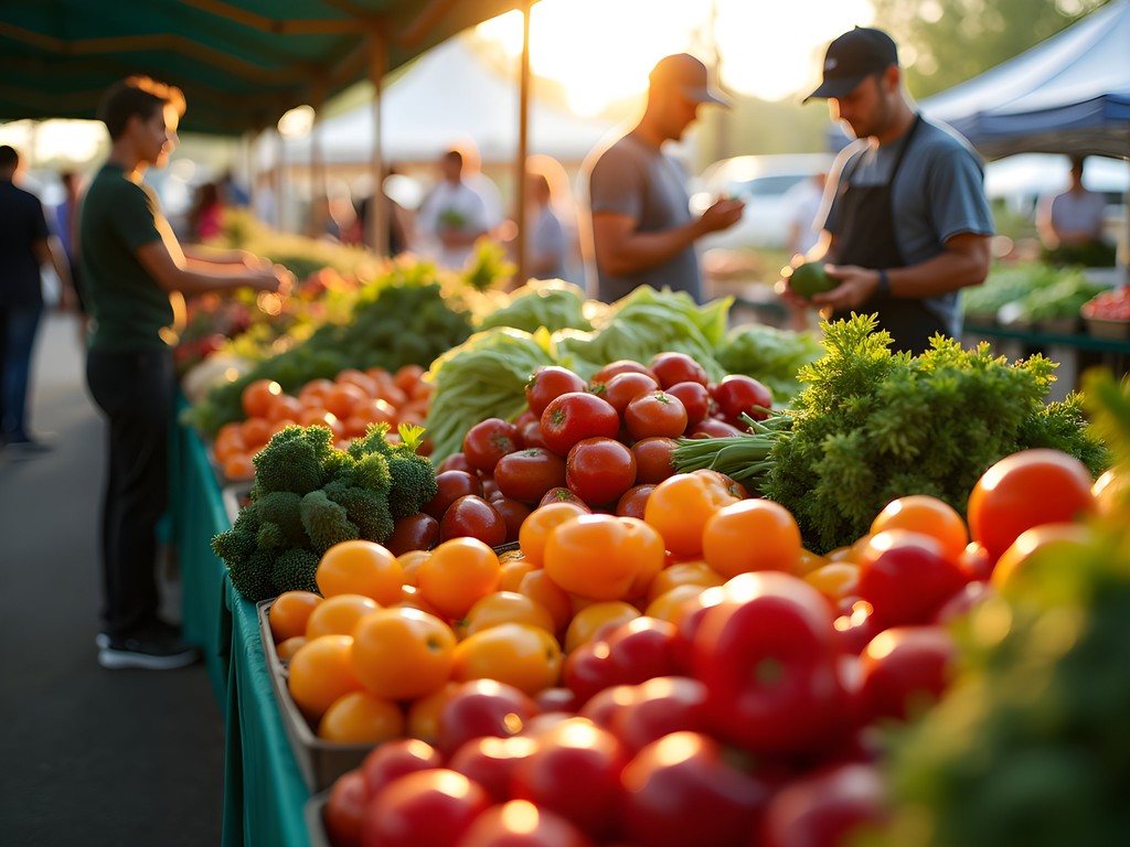 Vibrant fresh produce display at Charlotte Regional Farmers Market