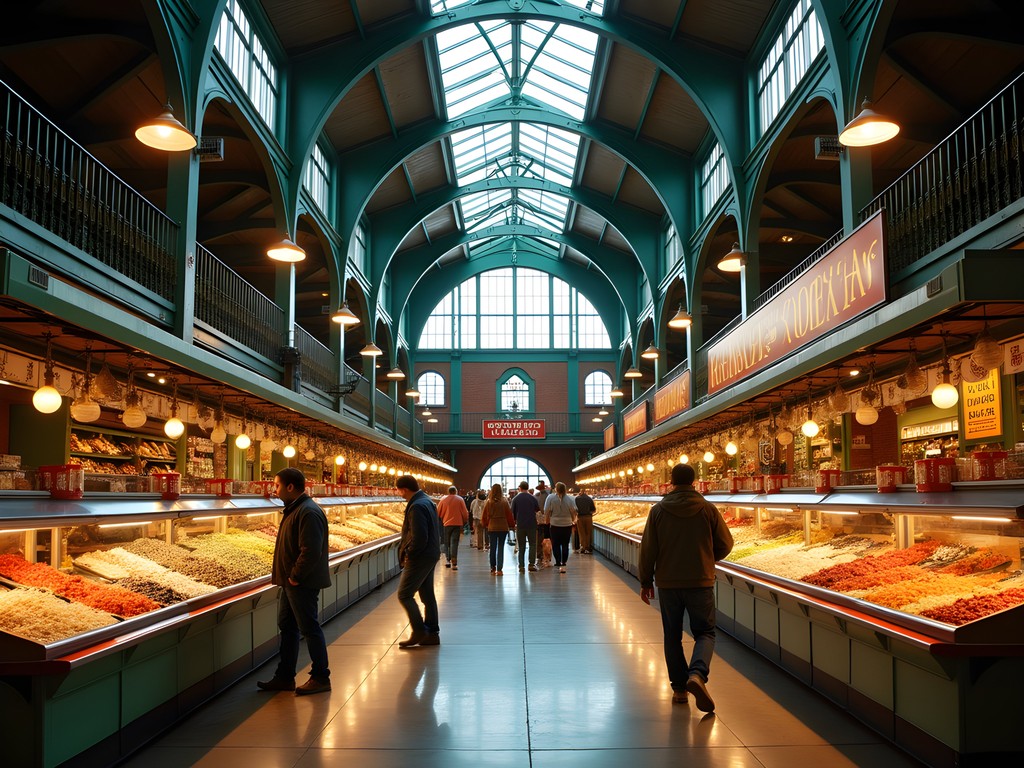 Historic West Side Market interior with vaulted ceiling and vendor stalls in Cleveland