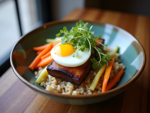 Colorful fusion dish with local ingredients at Beet Box restaurant in Columbia