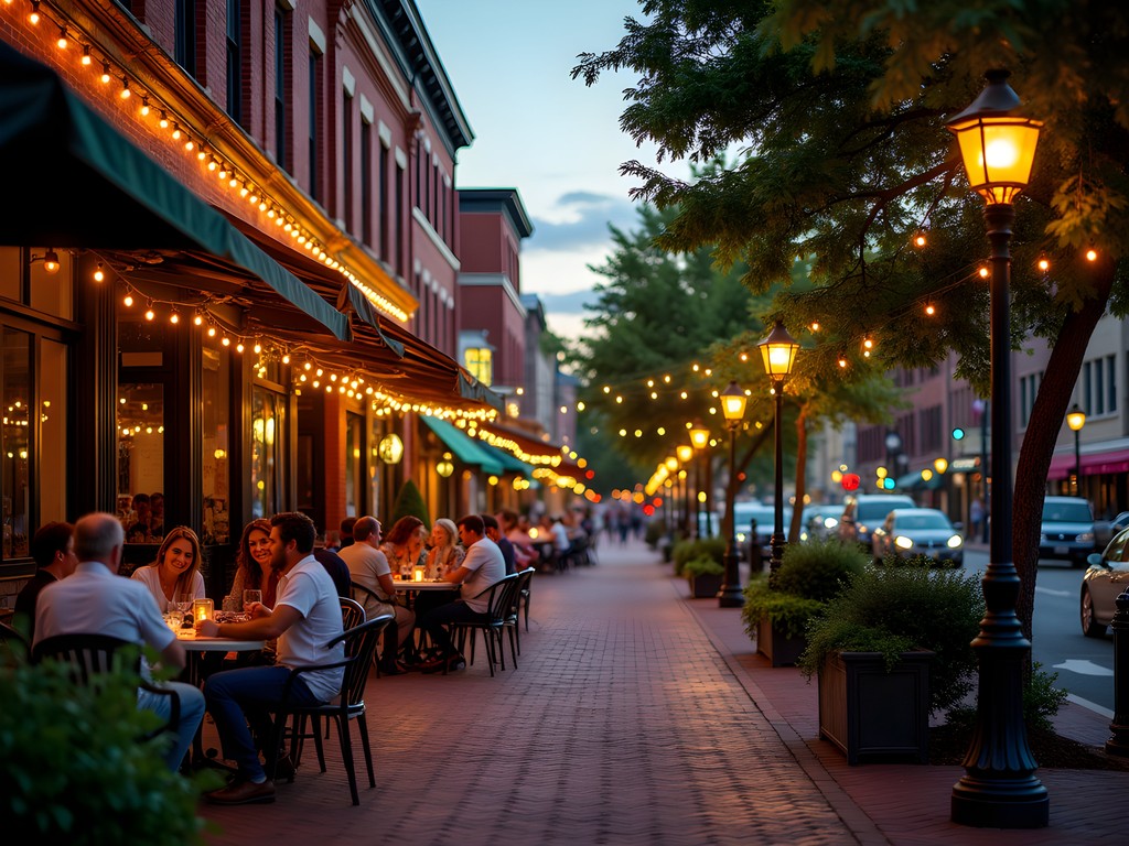 Downtown Columbia Missouri District Nine restaurant district with outdoor dining