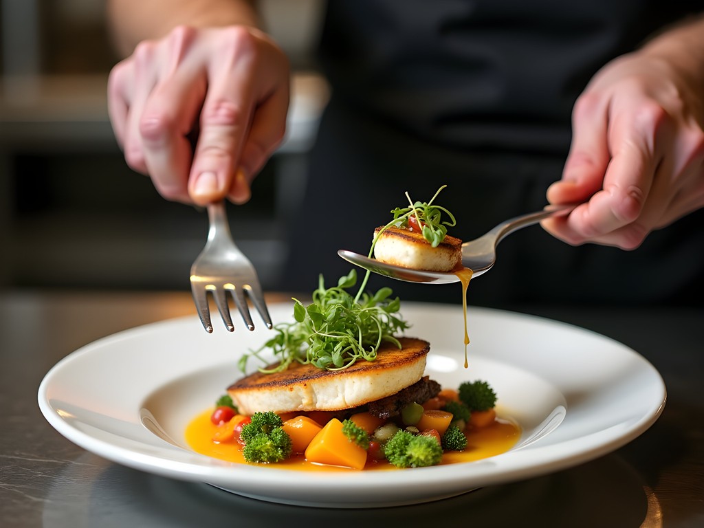 Chef plating a farm-to-table dish at upscale Conway restaurant