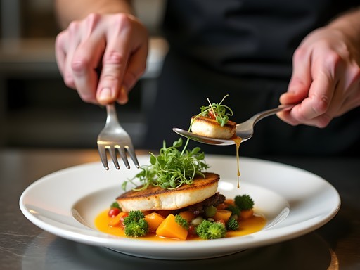Chef plating a farm-to-table dish at upscale Conway restaurant