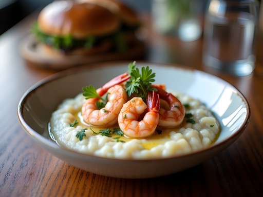 Arkansas rice grits with Delta crawfish signature dish from Conway restaurant