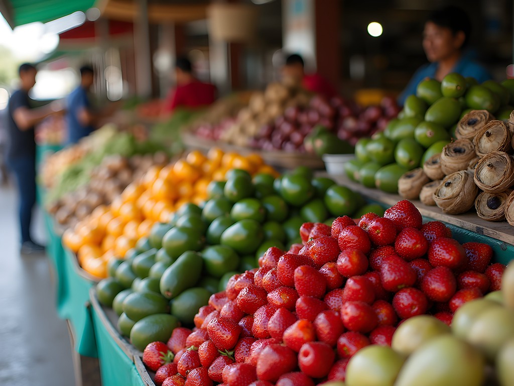 Colorful fresh produce at Dalat central market
