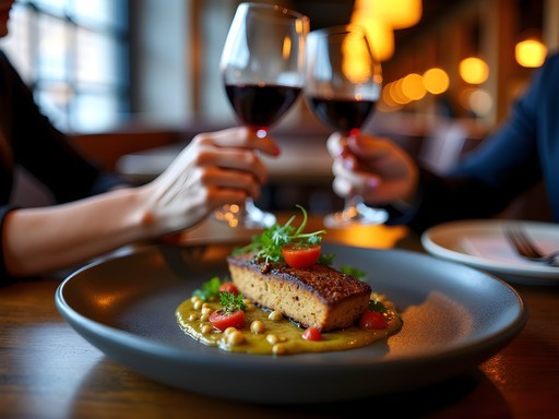 Elegant fine dining restaurant in Dallas with sophisticated plating and ambient lighting