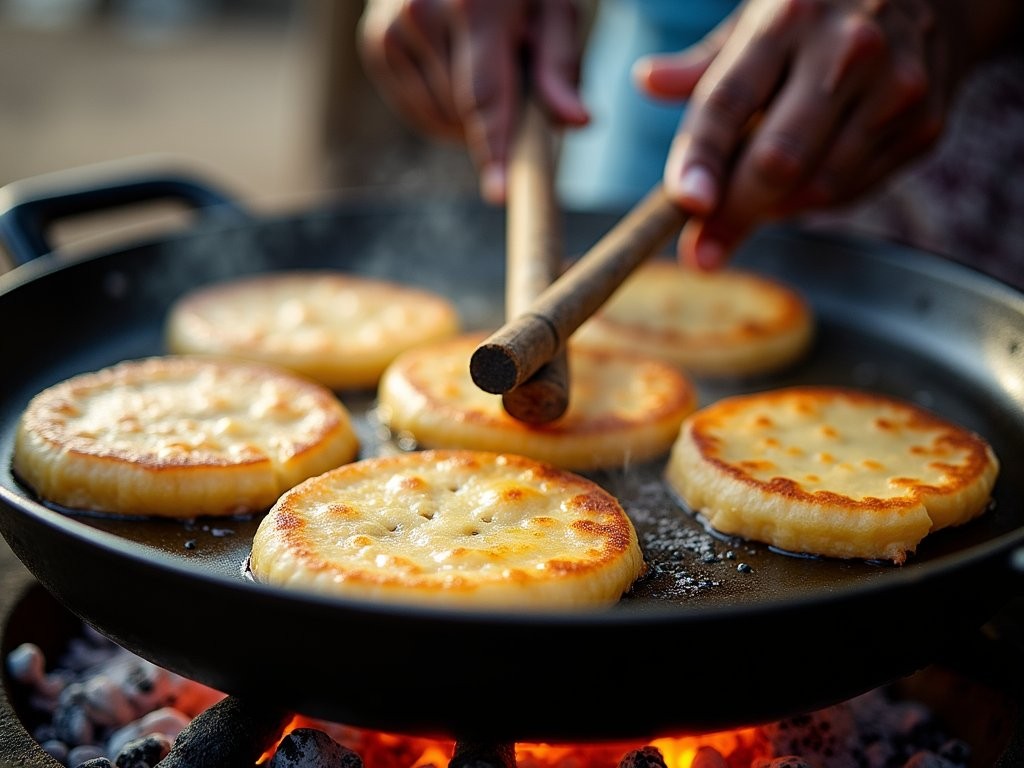 Traditional vitumbua (coconut rice pancakes) being prepared on a special pan in Dar es Salaam