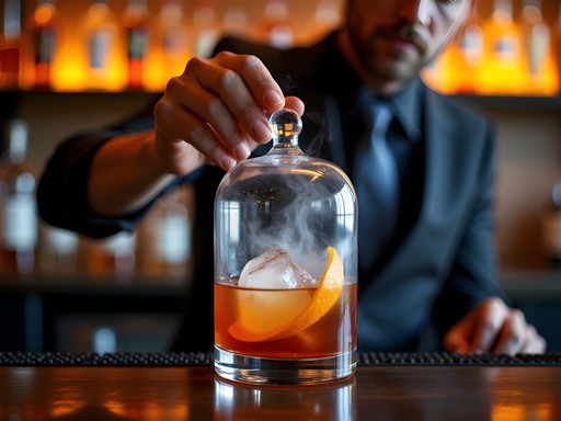 Artisanal smoked craft cocktail being prepared at Kyndred Hearth in Eagan Minnesota