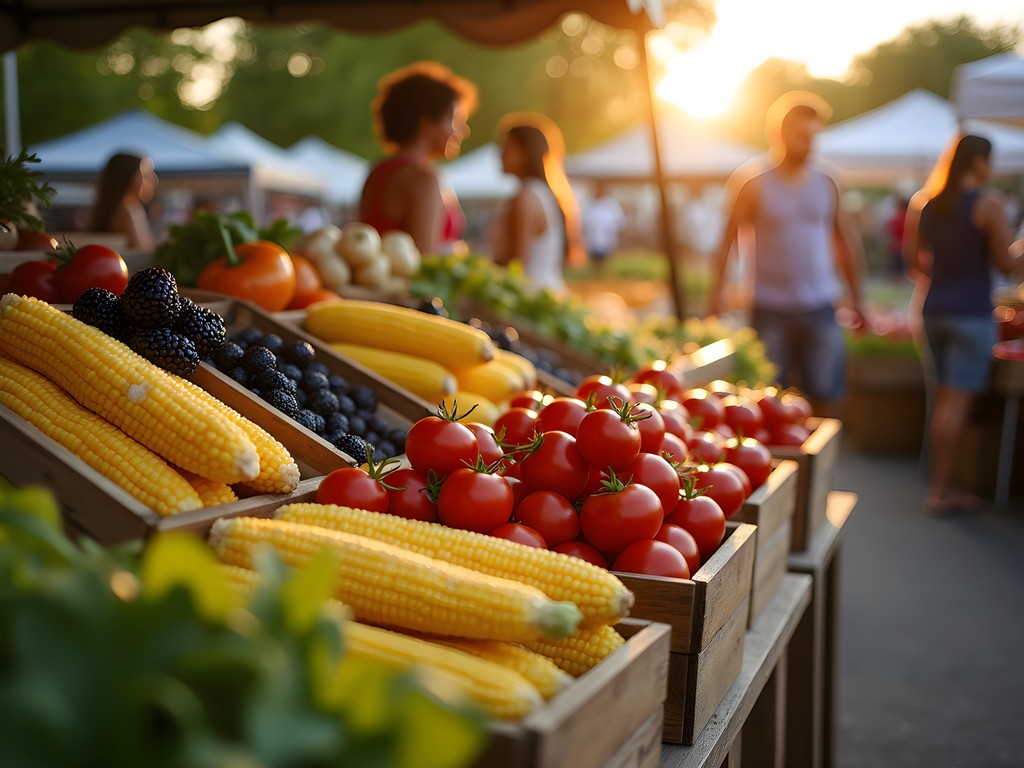 Colorful fresh produce display at Eagan Market Fest farmers market