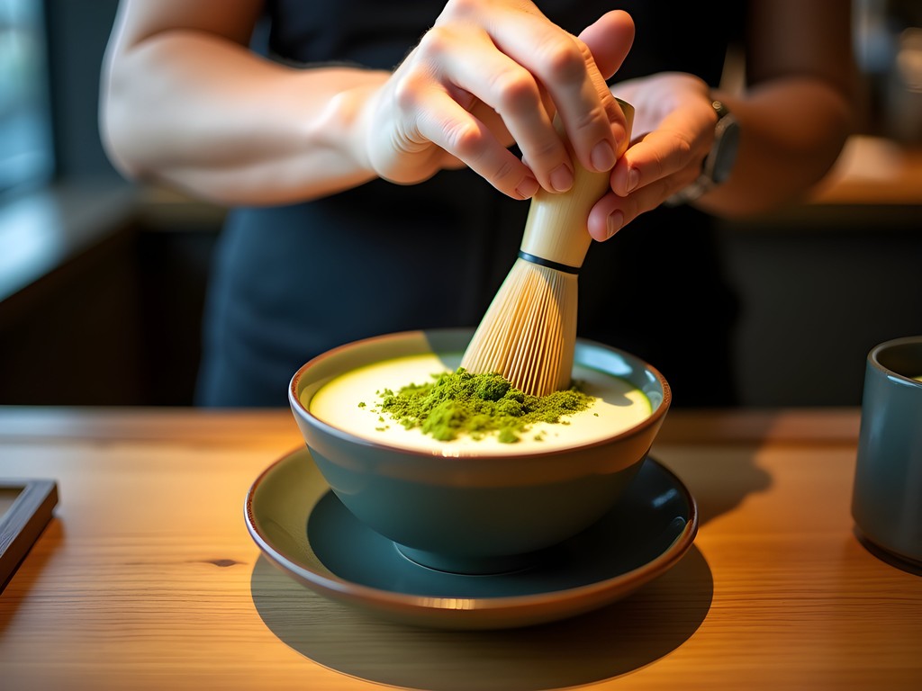 Maria Powell enjoying traditional tea preparation at Sencha Tea Bar in Eagan Minnesota