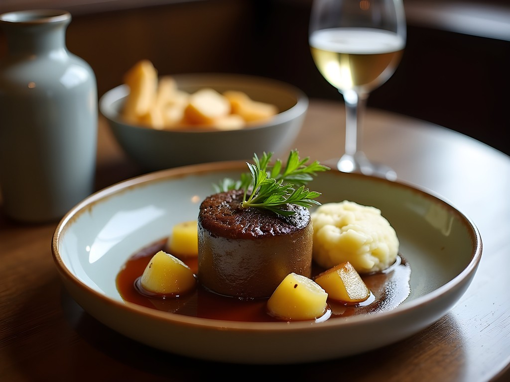 Traditional Scottish plate with haggis, neeps, and tatties at The Scran & Scallie in Edinburgh