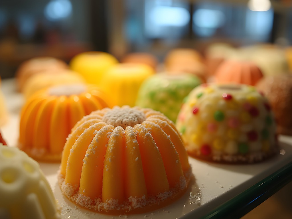 Colorful display of Indian sweets in glass case at Mithaas sweet shop
