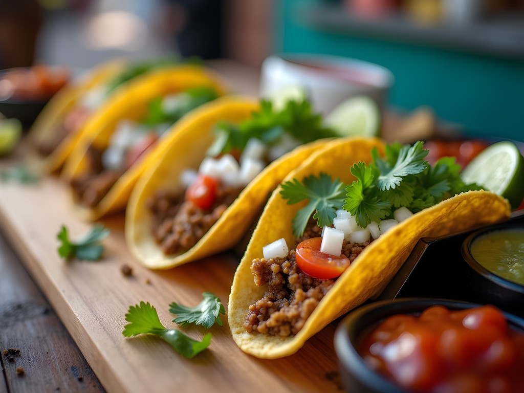 Authentic El Paso street tacos with various colorful salsas